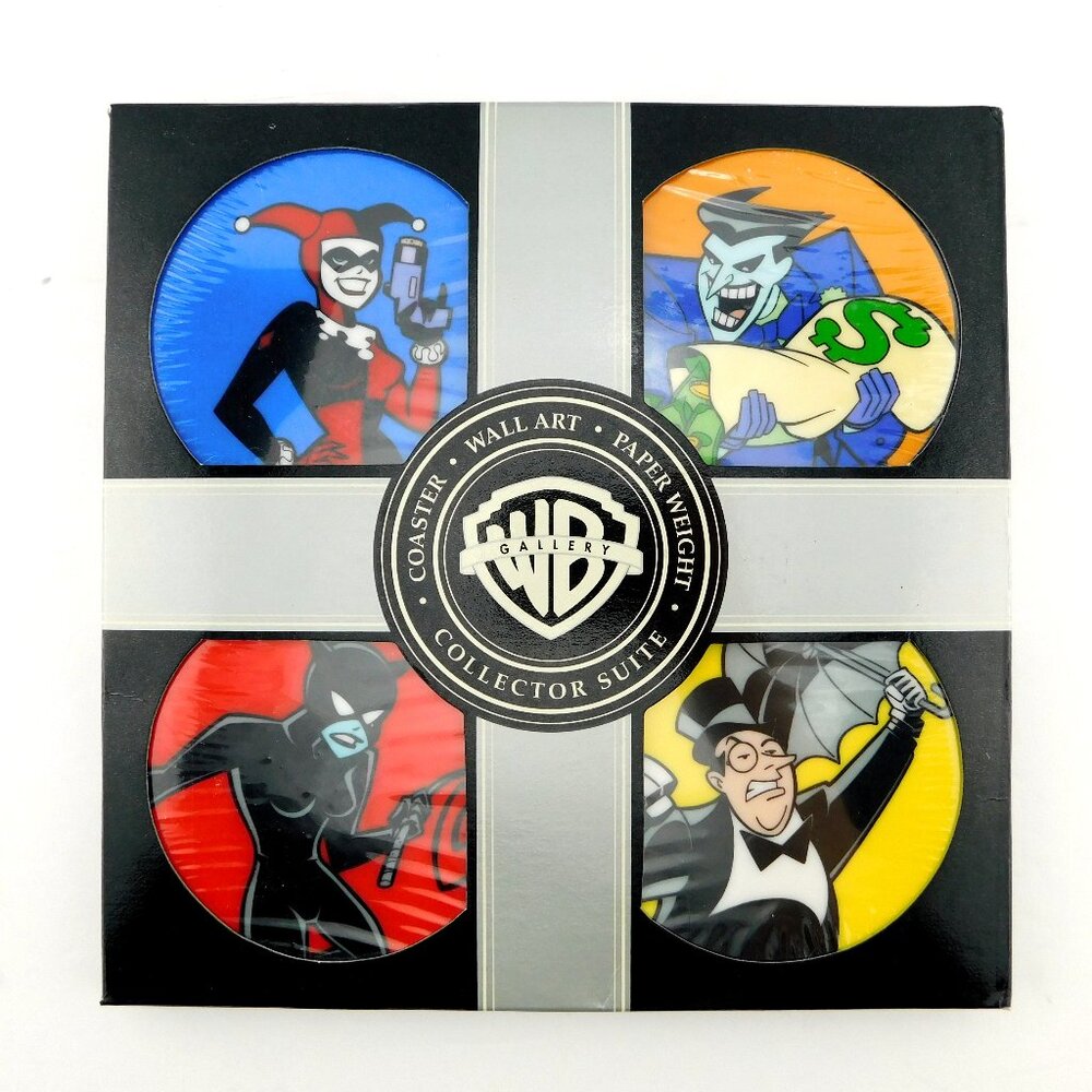 VILLAINS Harley Quinn Joker Coasters Plaques Figurine Catwoman Warner Bros. Art
